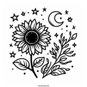 Simple Kids Sunflower For Coloring In