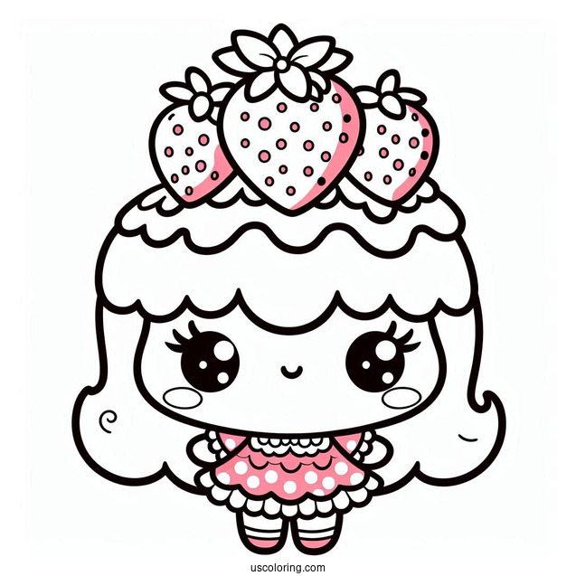 Cute Strawberry Shortcake Coloring Page For Preschoolers
