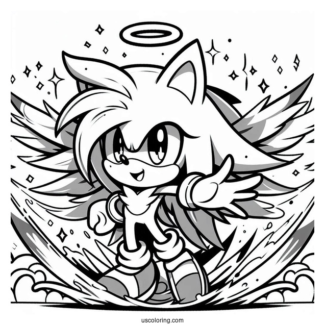 Easy Super Sonic Exe Coloring Page Outline In Angel Island