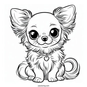 Simple Chihuahua Coloring Page With Big Eyes
