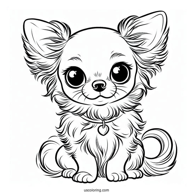 Simple Chihuahua Coloring Page With Big Eyes