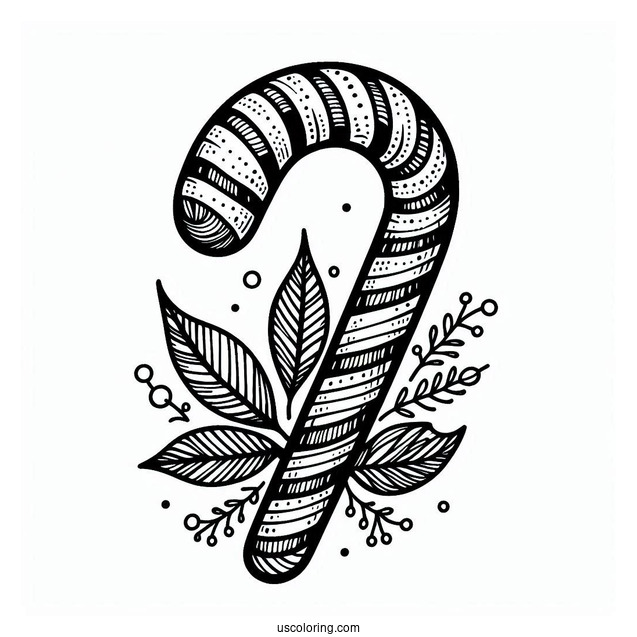 Easy Candy Cane Coloring Page For Kids
