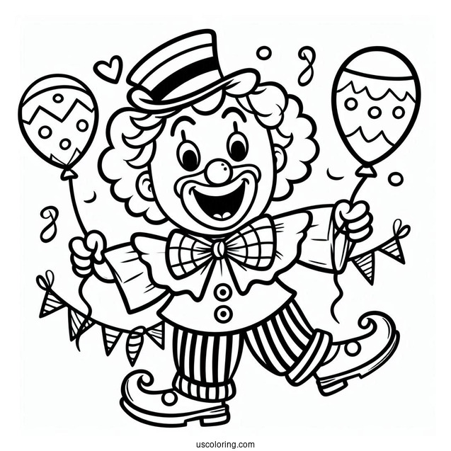 Easy Coloring Sheet of Happy Clown