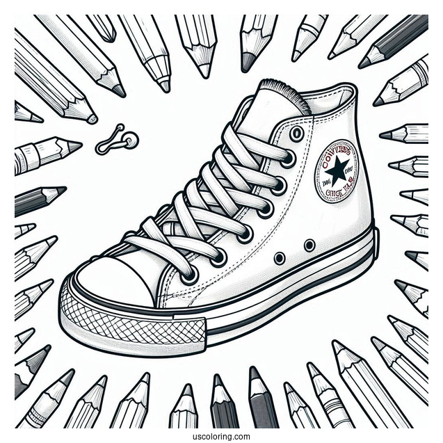 Coloring Sheet Of Converse Chuck Taylor For Kids