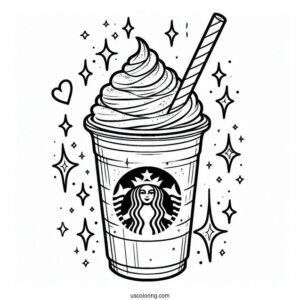 Starbucks Coloring Page Of Frappe With Starry Sparkles