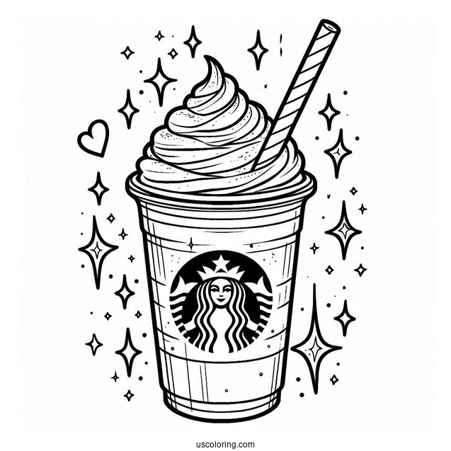 Starbucks Coloring Page Of Frappe With Starry Sparkles