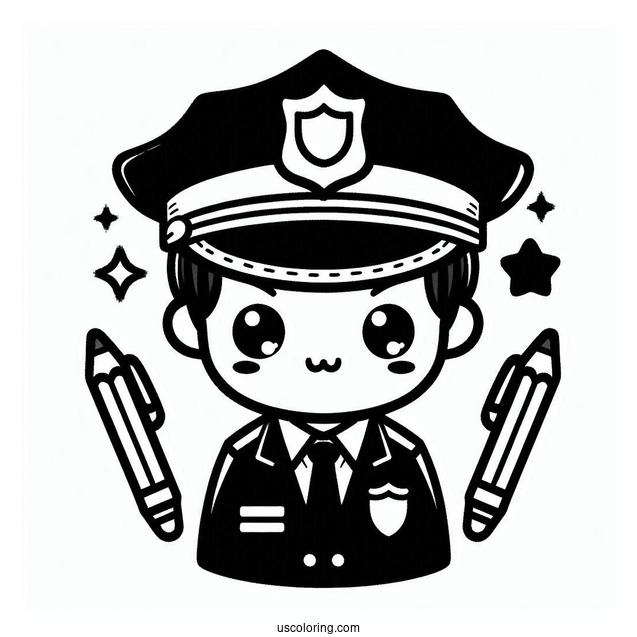 Black Police Officer Coloring Page