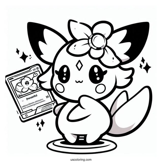 Kawaii Maushold Gentle Slap Pokemon Card Coloring Sheet For Kids