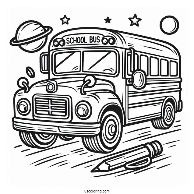 Simple Outline Of School Bus For Preschoolers