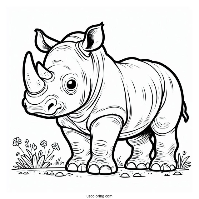 Baby Rhino Coloring Page For Kids