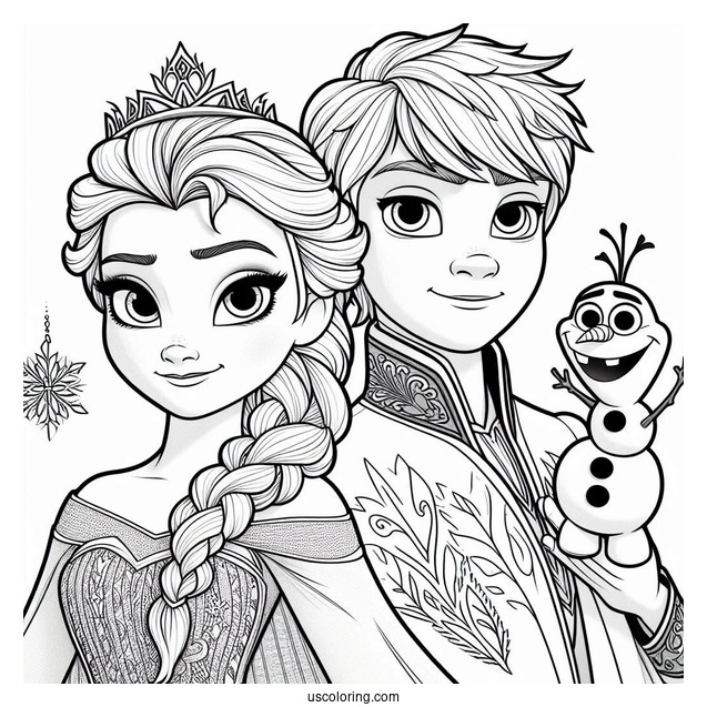 Jack Fost And Elsa From Frozen Coloring In