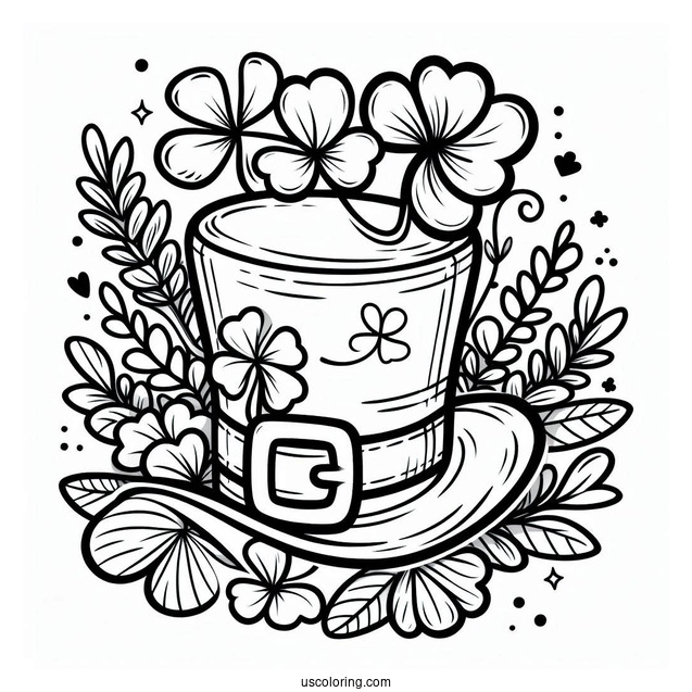 St. Patrick's Day Coloring Page Of Easy Leprechaun Hat With Shamrock For Kids