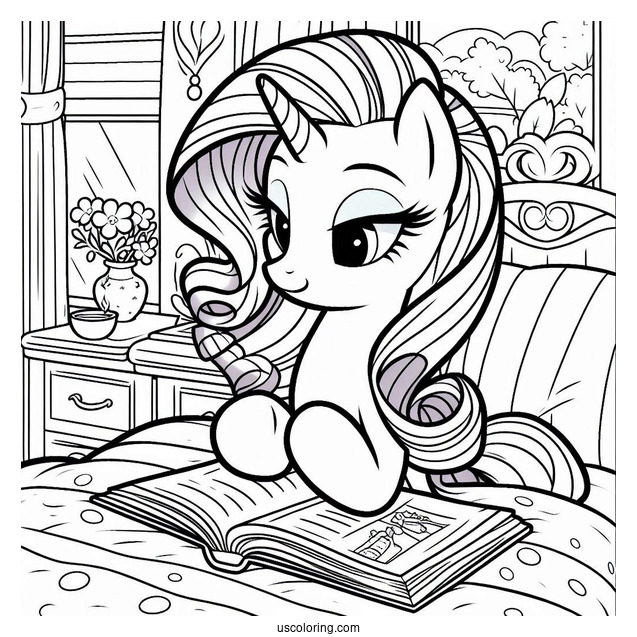 Rarity Coloring Page Reading A Magazine In Her Room