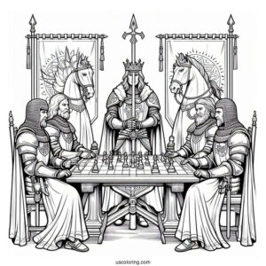 Coloring Page Of King Arthur And Knights Of The Round Table