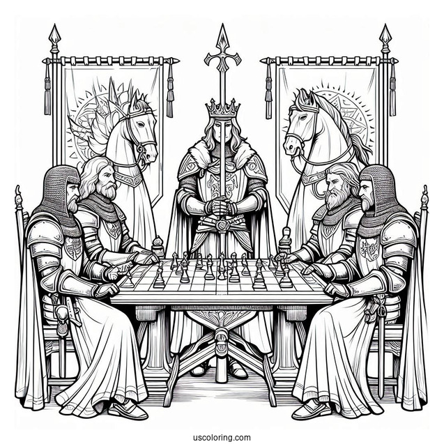 Coloring Page Of King Arthur And Knights Of The Round Table
