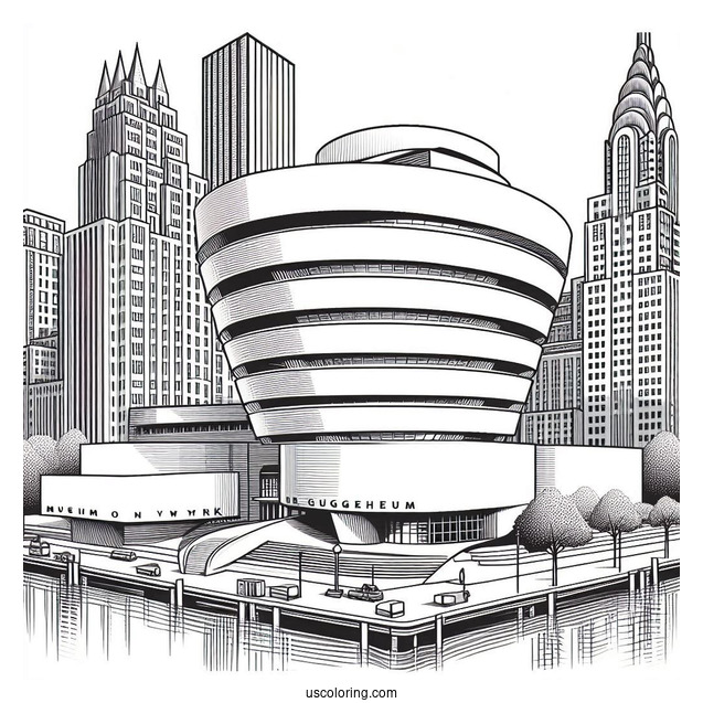 New York Coloring Page Of Solomon R. Guggenheim Museum