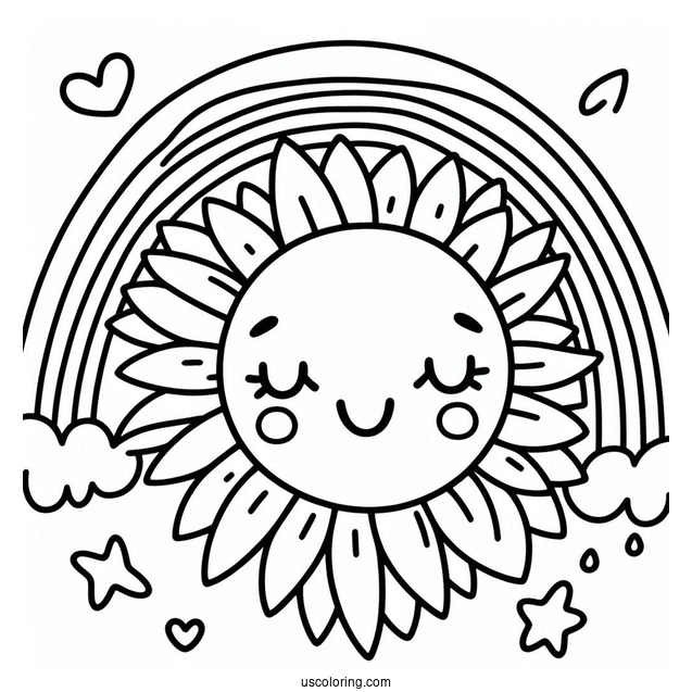 Smiling Sun With Rainbow