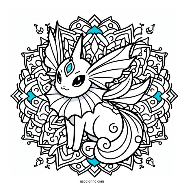 Vaporeon Mandala Coloring Page For Kids