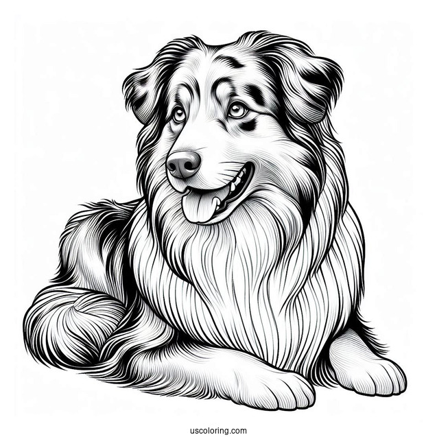 Coloring Page Of Realistic Australian Shepherd