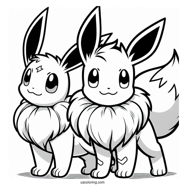 Pikachu And Eevee Coloring In