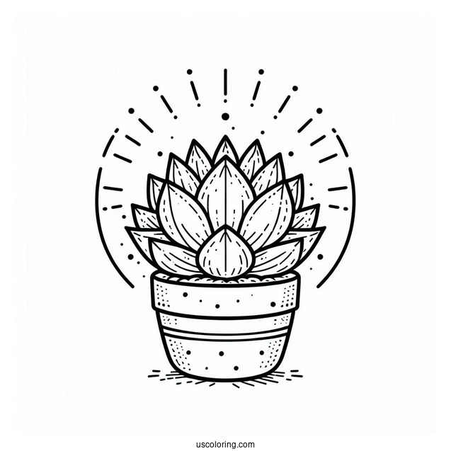 Modern Succulent Plant Coloring Sheet