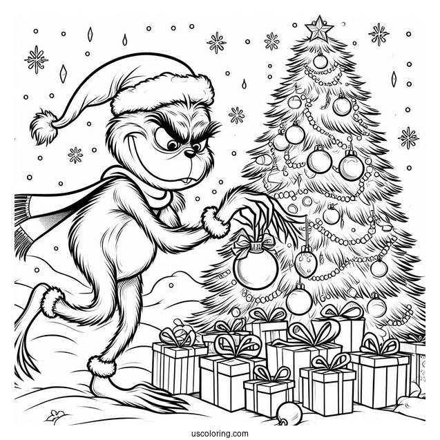 Grinch Stealing Presents And Ornaments From Christmas Tree