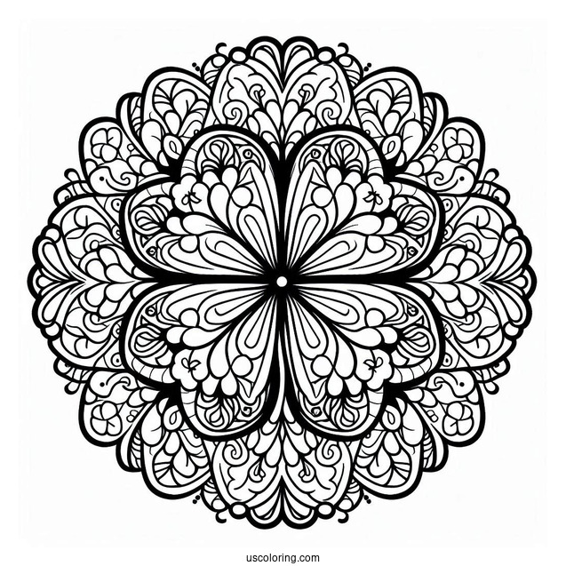 St. Patrick's Day Coloring Page Intricate Clover Mandala
