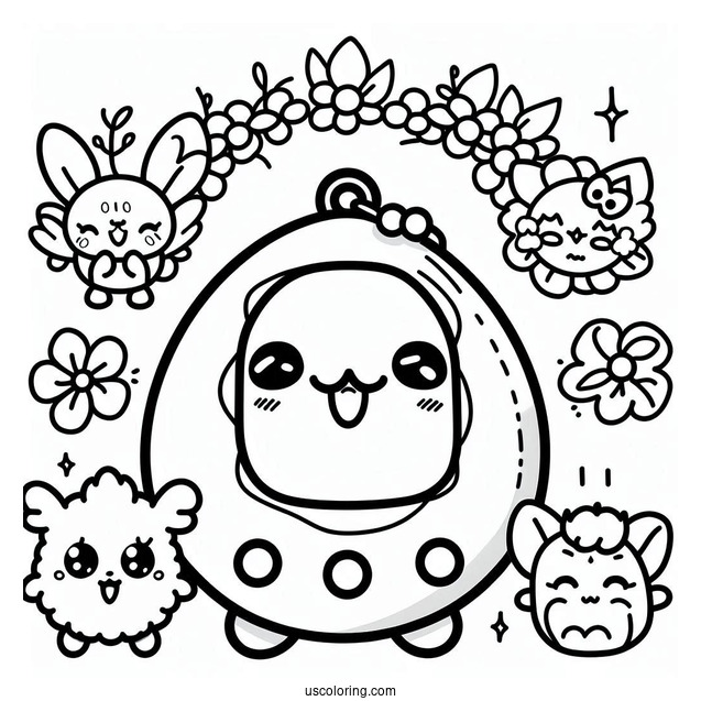 Tamagotchi Coloring Page With Sanrio Characters