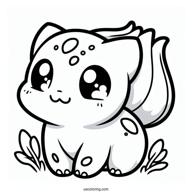 Kawaii Bulbasaur Coloring Page For Preschoolers
