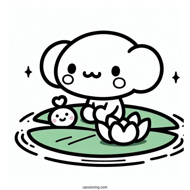 Sanrio Coloring Pages Of Keroppi With Kokero On Lily Pad