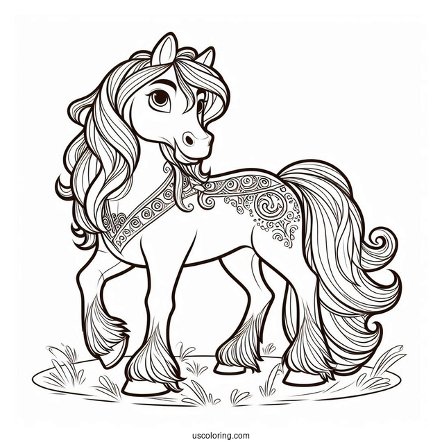 Coloring Sheet Of Maximus The Horse From Tangled
