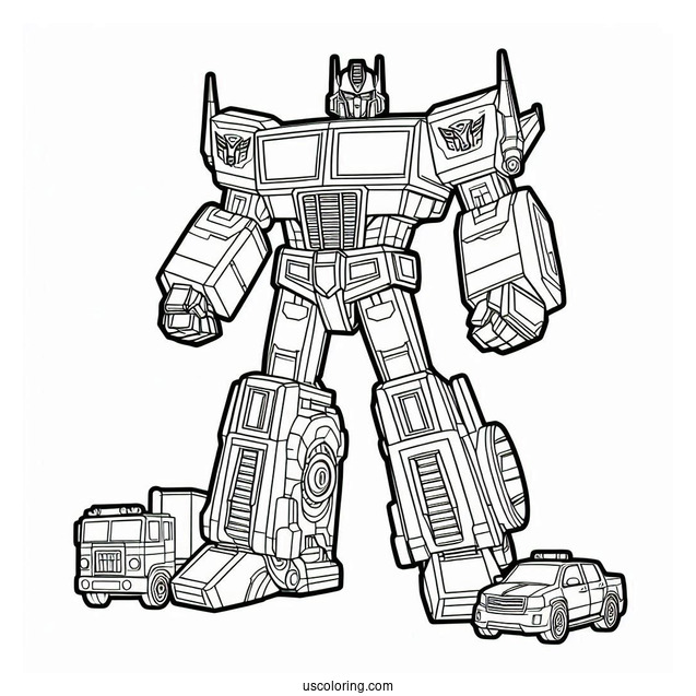 Rescue Bots Coloring Page Optimus Prime Cartoon