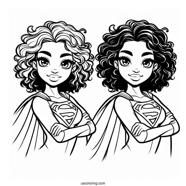 Simple Supergirl Coloring Page For Kids