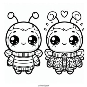 Cartoon Bee Coloring Page Wearing A Jumper For Kids