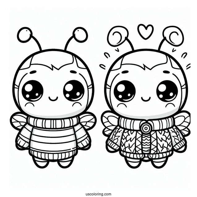 Cartoon Bee Coloring Page Wearing A Jumper For Kids