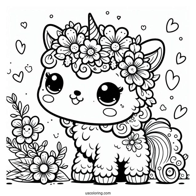 Smiling Critters Coloring Page Of CraftyCorn With Flowers For Kids