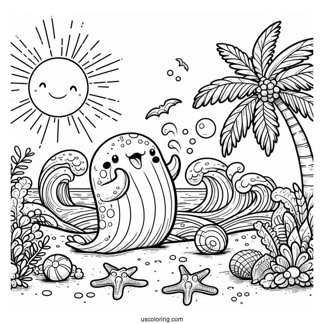 Sprunki Coloring Page Of Garnold At The Beach