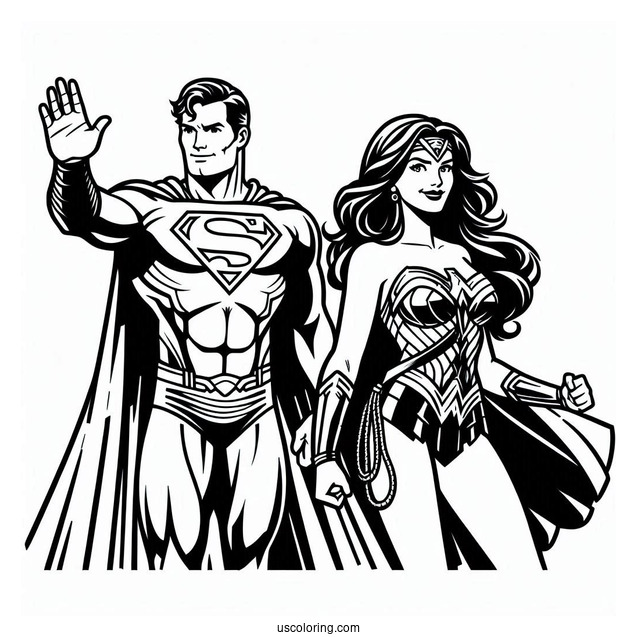 Superman And Wonder Woman Coloring Sheet