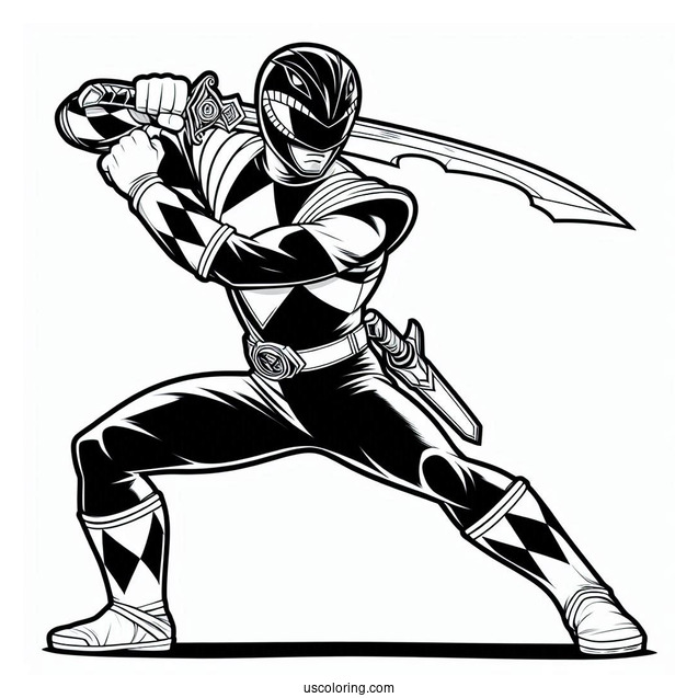 Complete Power Rangers Fighting Stance Coloring Page