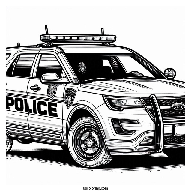 US Police Car Coloring Page
