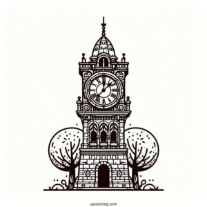 Clock Tower Coloring Page