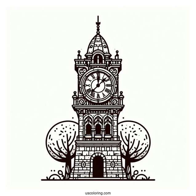 Clock Tower Coloring Page