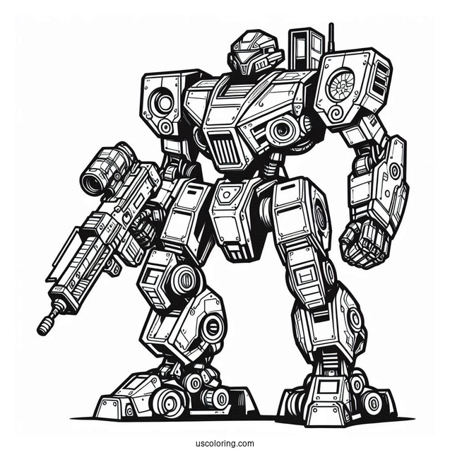 Detailed Combat Robot Coloring Page