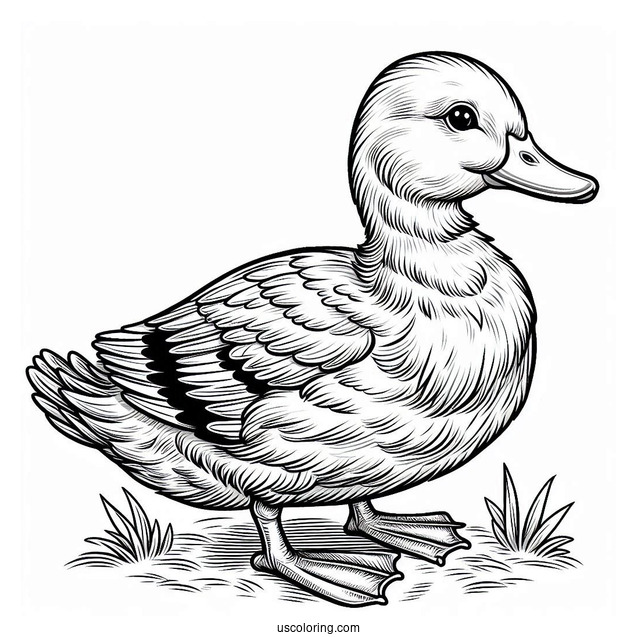 Realistic Coloring Page Of a Duck