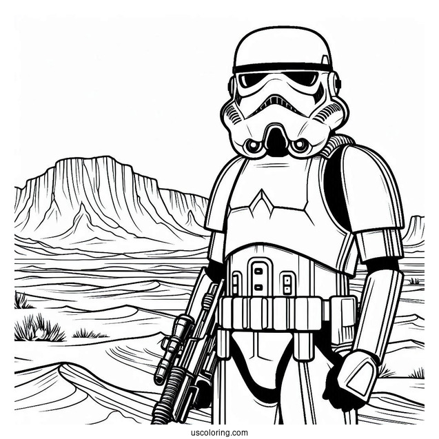 Stormtrooper Coloring Page Shocktrooper Standing In The Desert