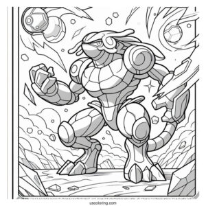 Machamp Seismic Toss Pokemon Card Coloring Page For Kids