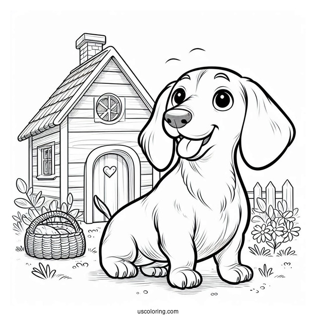 Dachshund Dog Outside Of House