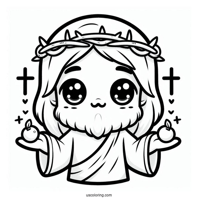 Cute Kawaii Jesus Christ Coloring In