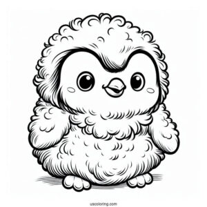 Fluffy Baby Emperor Penguin To Color In
