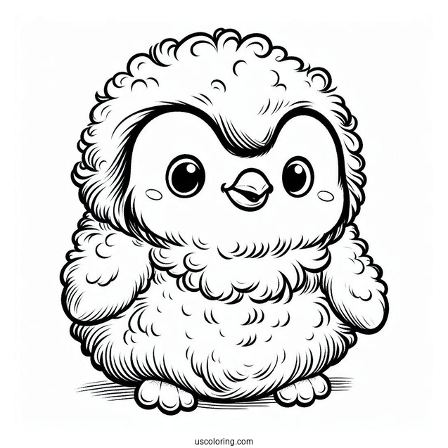 Fluffy Baby Emperor Penguin To Color In